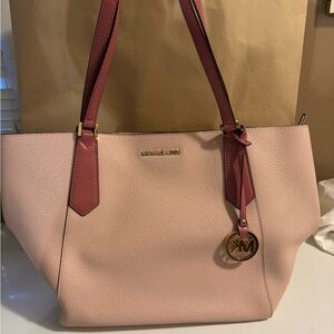 Michael Kors Pink Leather Tote with Gold Charm